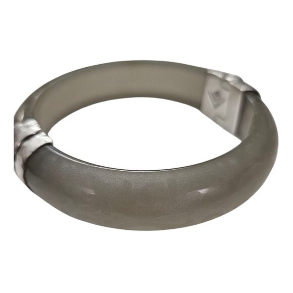 Silpada Sterling Silver Lucite Frosted Smoky Hinged Bangle Bracelet - Picture 5 of 12